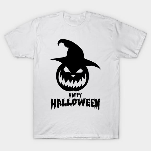 Happy Halloween With Black Scary Pumpkin T-Shirt by anbartshirts